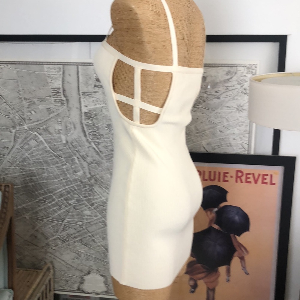 HERVE by Herve LEGER Cream Ribbed Dress Size S - Picture 4 of 12